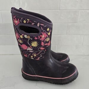 Bogs Classic High Handles Flower Purple Floral Waterproof Insulated Snow Boots 1